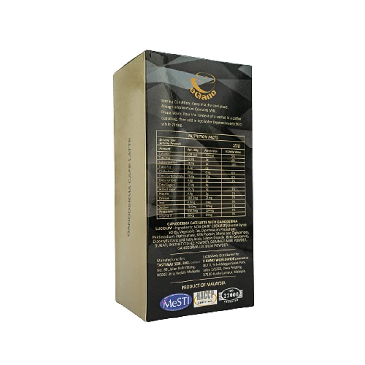 3 Boxes eGano Premium Ganoderma Cafe Latte Instant Coffee With Ganoderma Lucidum Extract (21g x 20 Sachets Box), (EGBC)