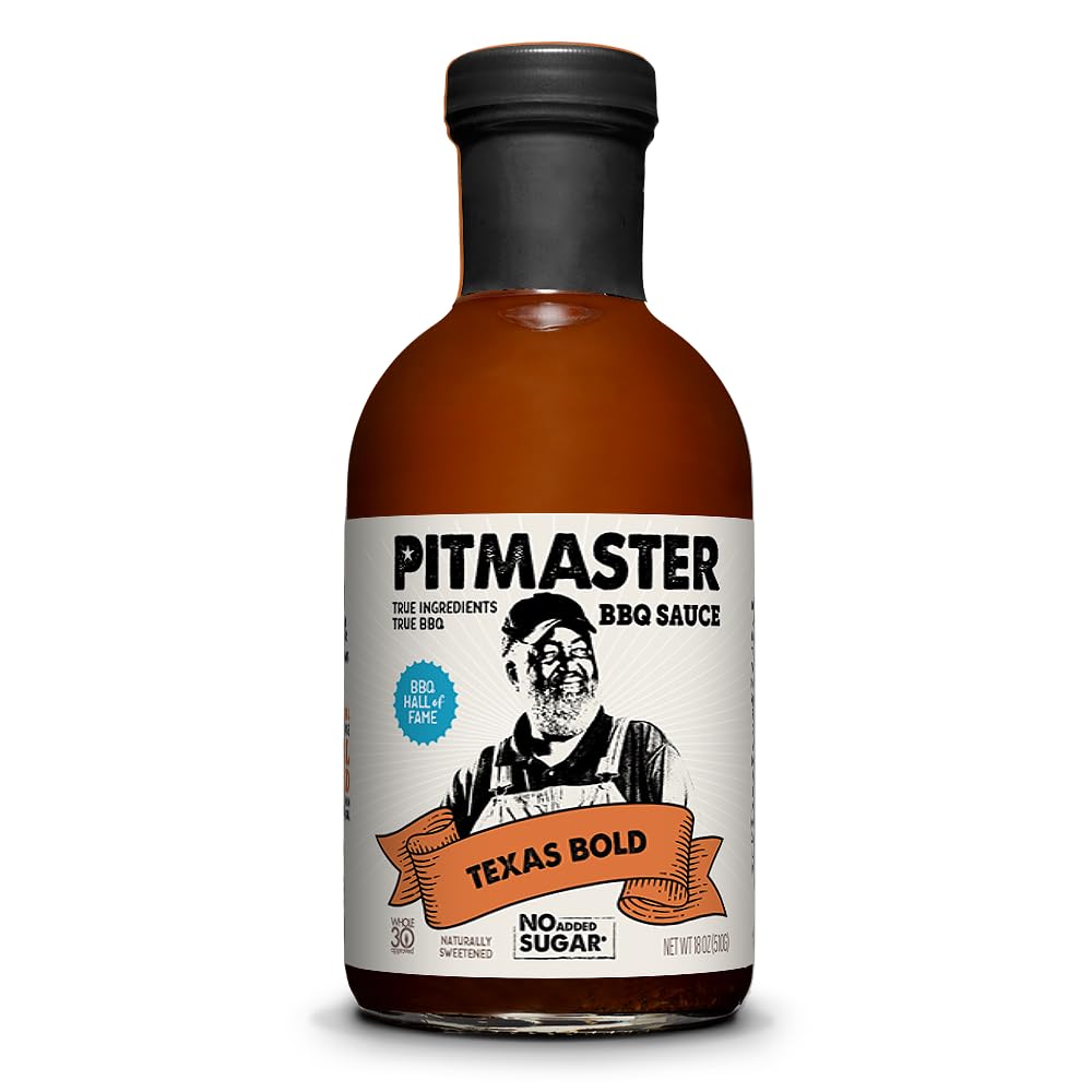 True Made Foods Pitmaster Texas Bold Barbecue Sauce - True Texas BBQ Flavor, No Sugar Added - Keto, Whole 30, Paleo-Friendly BBQ Sauce (18oz, 2 Pack)