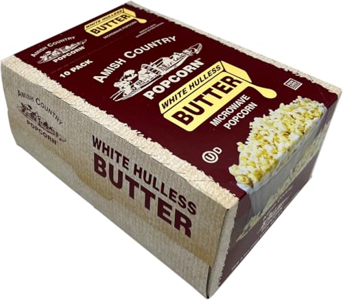 Amish Country Popcorn | Old Fashioned Microwave Popcorn | Medium White 10 Pack Butter | Non-GMO, Gluten Free, Microwaveable and Kosher