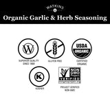 Watkins Organic Grilling Garlic & Herb Seasoning, Non-GMO, Kosher, 2.9 Oz, 1-Pack