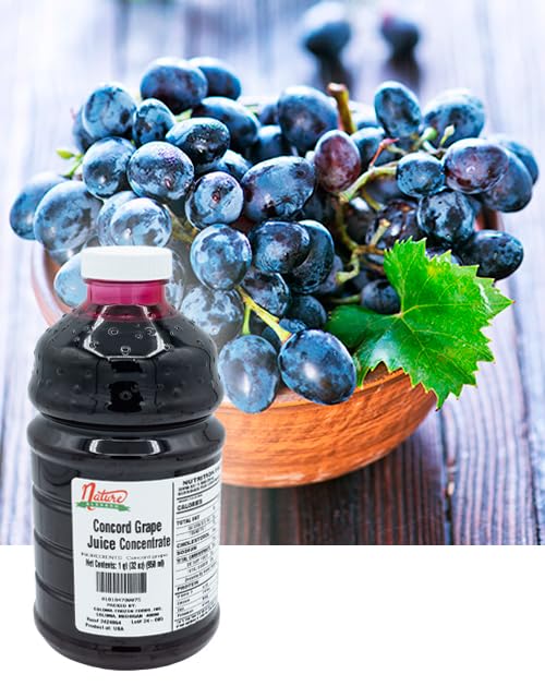 Nature Blessed 100% Pure Concord Grape Fruit Juice Concentrate - 4 Quarts (4/32 fl oz bottles), Great for Home Vintners, Brewers, Cider, Spirits, or