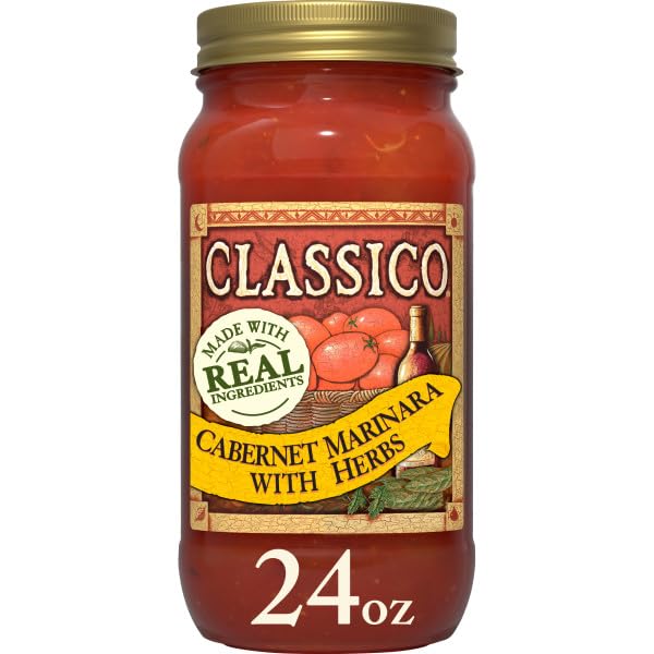 Classico Cabernet Marinara with Herbs Pasta Sauce, Red Wine Tomato Sauce for Spaghetti, Lasagna & Pizza, 24 Ounce (Pack of 12)