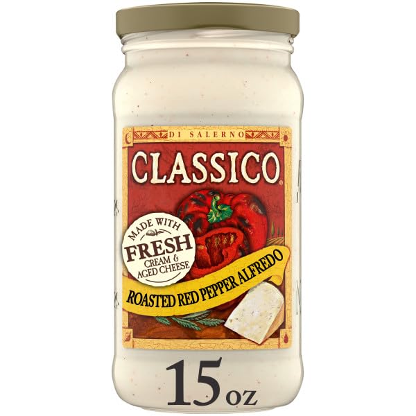 Classico Roasted Red Pepper Alfredo Pasta Sauce, 15 Oz (Pack of 12)