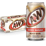 A&W Zero Sugar Root Beer Soda, 12 fl oz cans, 12 count