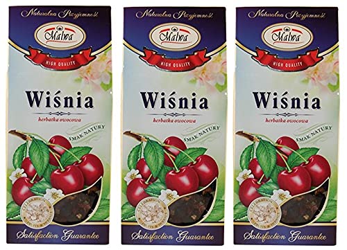 Malwa Herbata Susz Owocowy - Wisniowy (Dried Fruit Tea - Cherry), Poland, Pack of 3, 100 g/3.5 oz