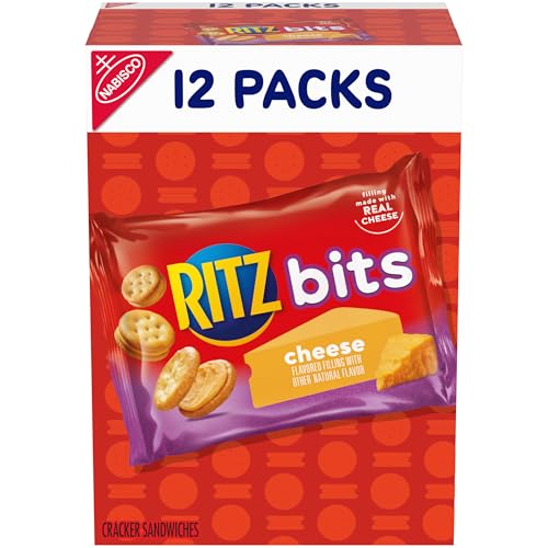 RITZ Bits Cheese Sandwich Crackers, Lunch Snacks, 12 Snack Packs
