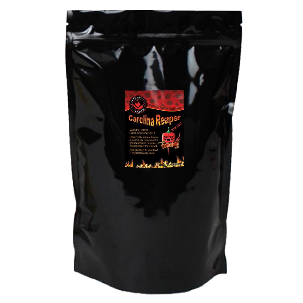 Fiery Farms Carolina Reaper Pods - 1Kg (35 oz) Bulk - 1.5M to 2M SHUs Extremely Hot Red Chili Pepper Dried Whole Pods, Pure, No Additives