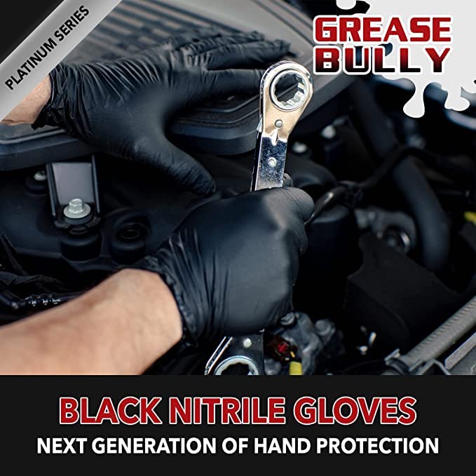 DENCO DISTRIBUTING, INC. Grease Bully Nitrile Gloves - 6MIL - Medium - Black - Powder & Latex Free - 1000 Count - 10 Boxes (Medium)