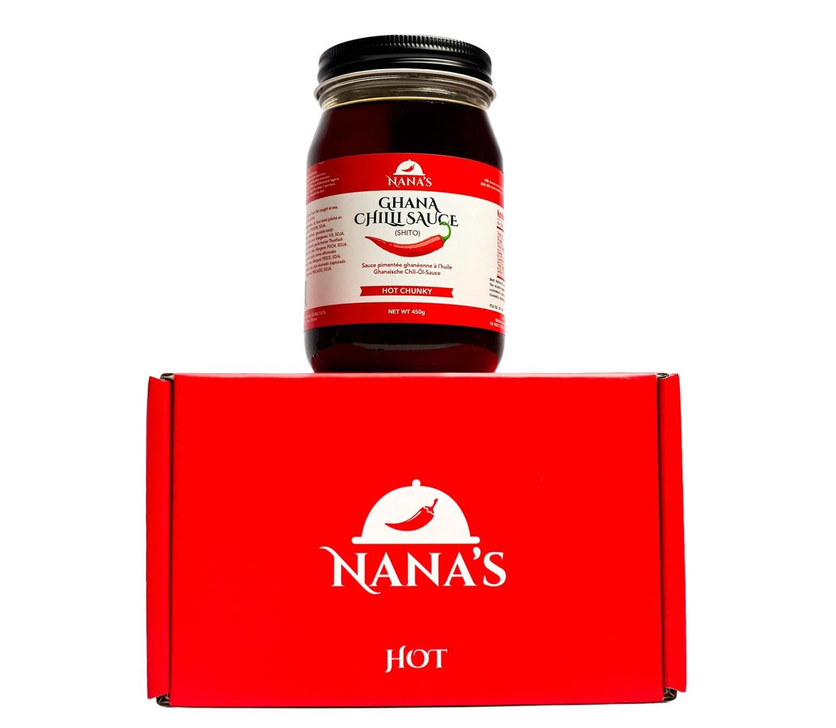 Nana Shito Ghana Chili Sauce - Shito Made with Fresh Chili, Shrimp & Spices, Adds Heat & Flavor to Any Dish, Traditional Ghana Recipe, Resealable Jar