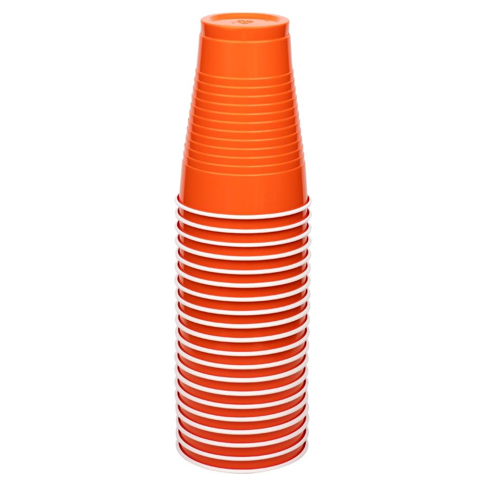 JAM Paper Bulk Plastic Party Cups - 12 oz - Orange - 200 Glasses/Box