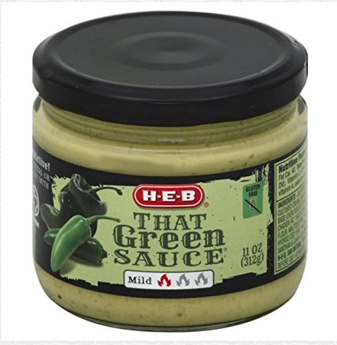 HEB That Green Sauce Mild, 2 Pack Jalapeños, Poblanos. Sour Cream 11 Fl.oz Great for Football Parties, Tacos, Eggs, Fajitas and Chips