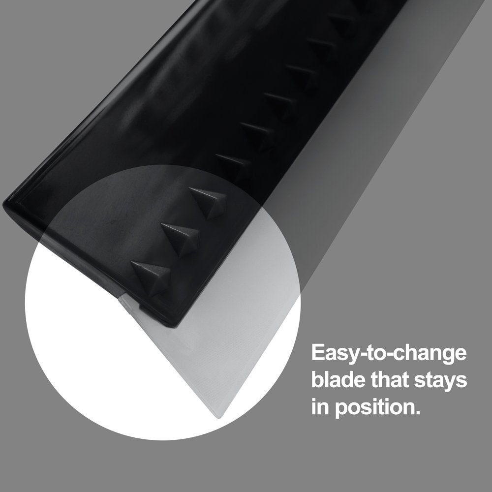 Squeegee for Shower Door, Car Windshield, and Glass Window - 2 Extra Silicone Replacement Blades - Foam Handle - Black