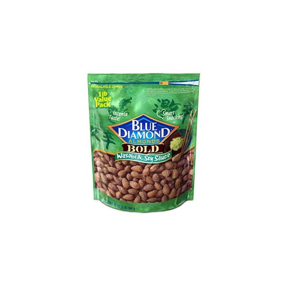 Blue Diamond Almonds Bold Wasabi & Soy Sauce, Value Pack, 16 Ounce (Pack of 6)