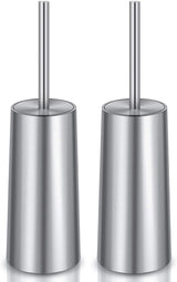 Toilet Brush and Holder, 2 Pack Toilet Brush Stainless Steel, Toilet Bowl Brush for Bathroom Toilet-Ergonomic, Elegant,Durable (Silver)