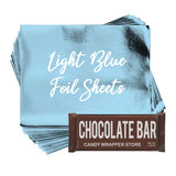 Light Blue Shiny Candy Bar Wrapper Foil Sheets for over wrapping chocolate bars - 40 Sheets