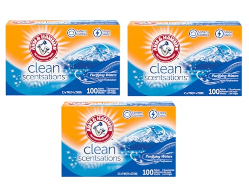 Arm & Hammer Fabric Sheets 100Ct Purifying Water Pack (3)