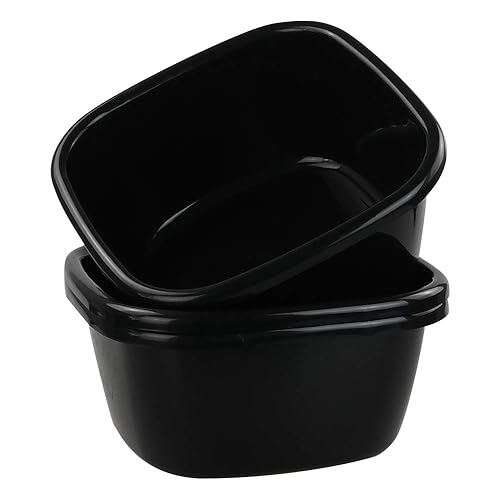 Dehouse 16 Quart Wash Basin, 3-Pack Black Plastic Dish Pan