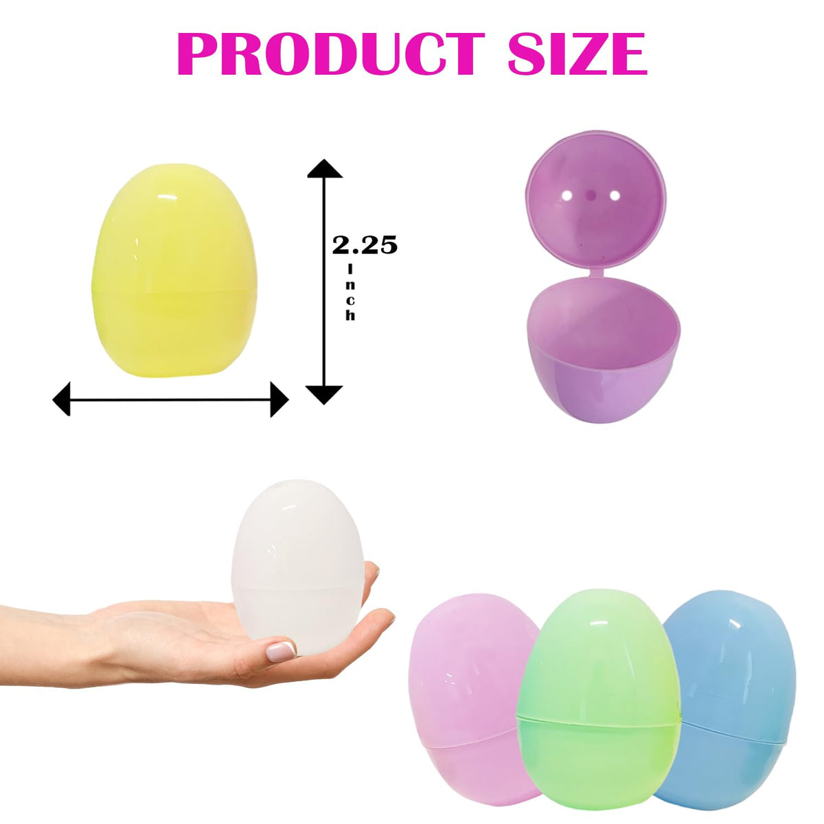 Fillable Easter Eggs 1000-Pack, Pastel Colorful Bright Plastic Easter Eggs with Hinge, Perfect For Easter Egg Hunt, Surprise Egg, Easter Hunt