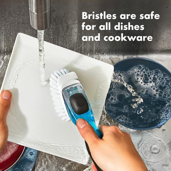 OXO Good Grips Soap Dispensing Dish Scrub Brush, Cleaning Brush for Kitchen