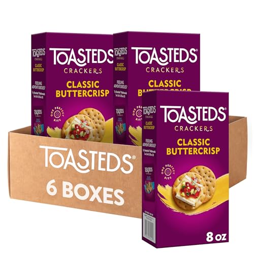 Toasteds Crackers, Party Snacks, Lunch Snacks, Classic Buttercrisp (6 Boxes)