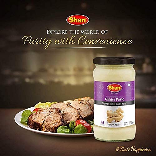 Shan Ginger Paste 10.93 oz (310g) - Traditional Taste Enhancing Cooking Paste from Fresh Ground Ginger - Suitable for Vegetarians - Airtight Glass Jar