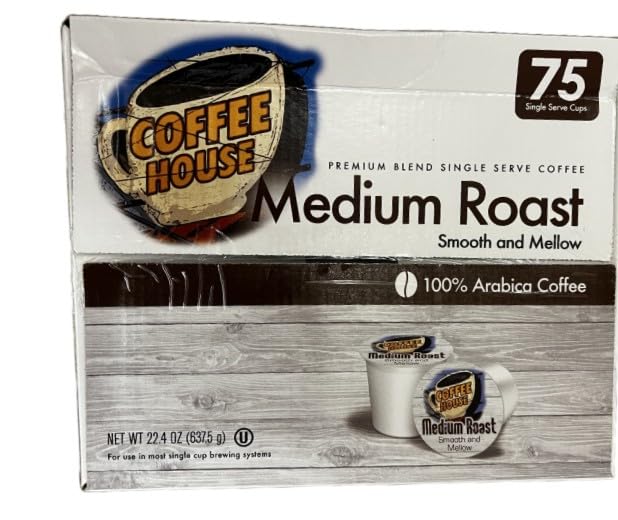 Coffee House Premium Blend Single Serve Coffee, medium Roast, 75 count.