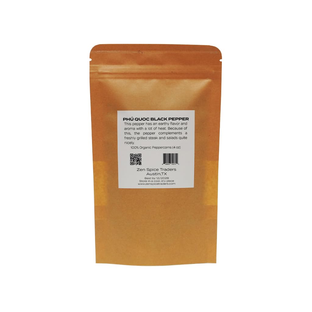 Phú Quoc Organic Black Peppercorns | Zen Spice Traders | 16 Ounce Pack of 1