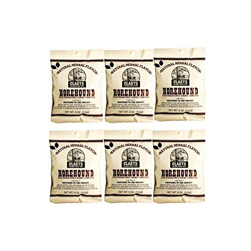 Natural Horehound Old Fashion Hard Candy (Six - 6 oz. bags = 2.25 lbs (36 oz total))