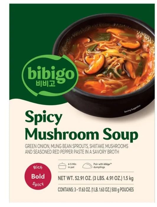 Bibigo Spicy Mushroom Soup 3-17.6 Ounces Pouches