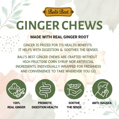 Bali's Best Ginger Chews, Soothing Turmeric Flavor, 250 Pieces, 2.2 Lb Bag, Individually Wrapped Soft Candy, Made with 100% Real Ginger, Digestive