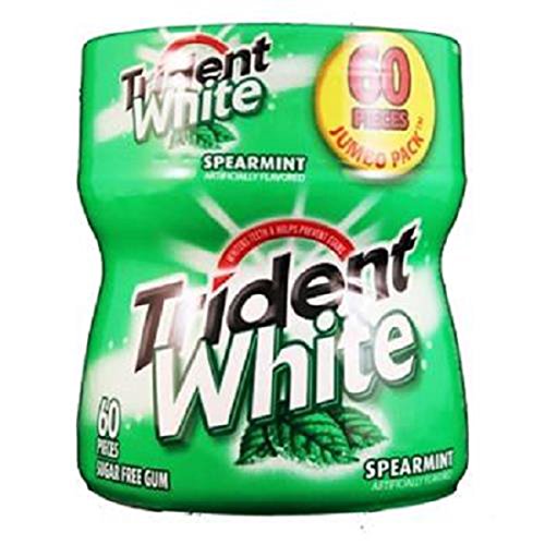 Trident White, Gum Spearmint - Bottle, Count 4 (60Pcs) - Gum / Grab Varieties & Flavors