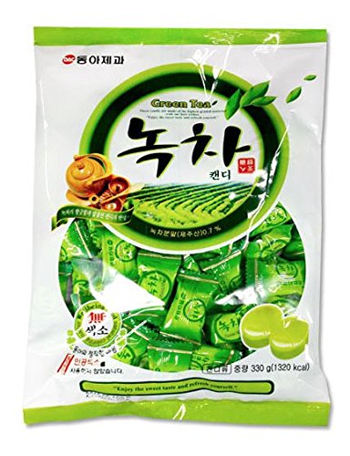 Korean Assorted Popular Fruit Flavored Candy Pieces (Green Tea 330g)