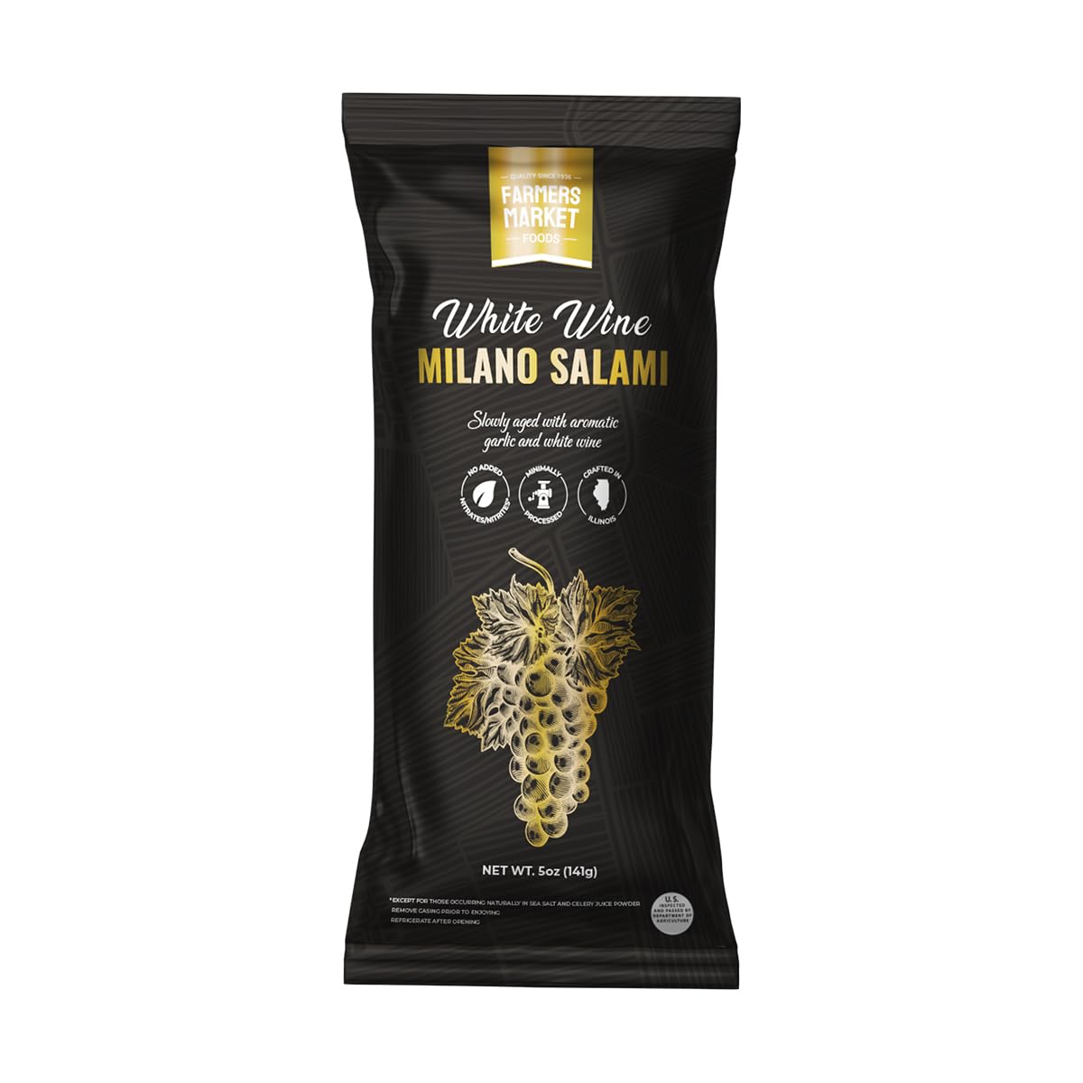 Farmers Market Foods White Wine Milano Salami - Italian Style Gourmet Salami Snack, Clean Label, Gluten Free, High Protein, Low Carb, Shelf Stable