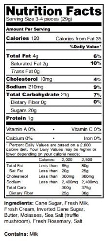 Rosemary Truffle Sea Salt Caramels - Tall Tube by McCrea's Candies