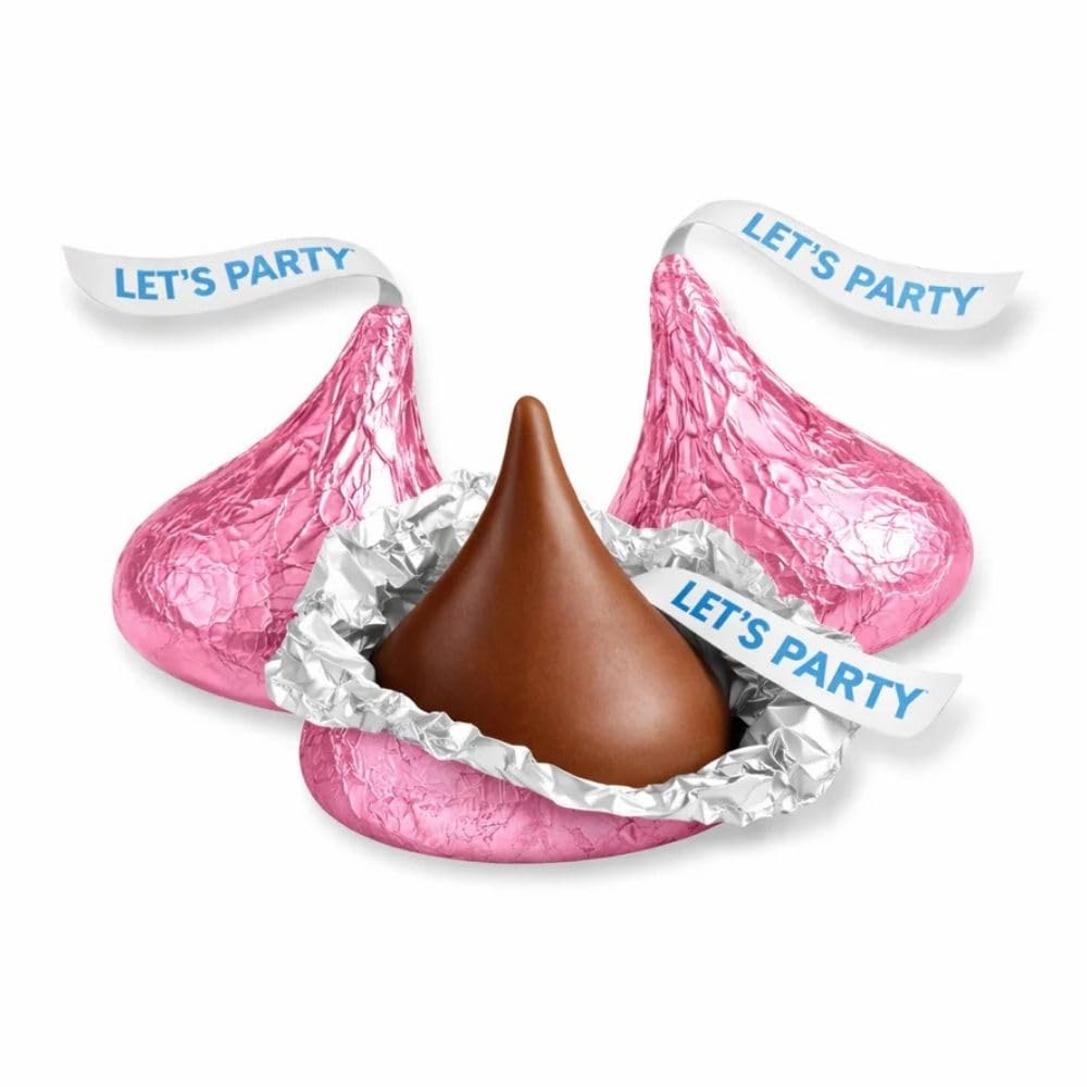 Pink Foil Milk Chocolate Candy Pieces Bulk Bag - 1 lb (Approx. 100 pieces)