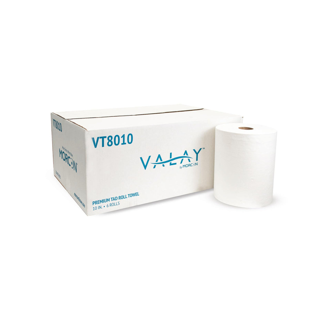 Valay by Morcon VT8010 Valay Premium TAD Hardwound Roll Towels, 1-Ply, 10in. x 700 ft., White, 6 Count