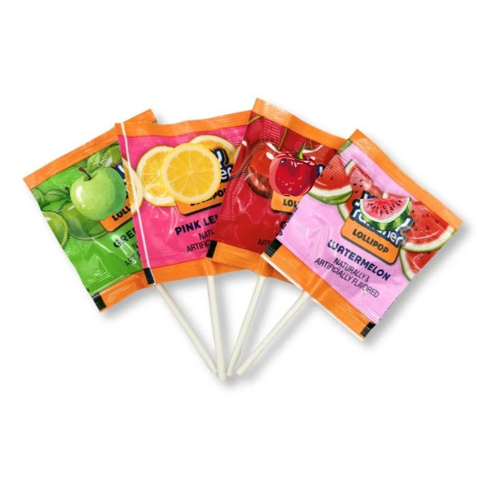 Flat Fruit Flavored Lollipops Individually Wrapped Bulk Bag - 25 lb (Approx. 500 pieces)
