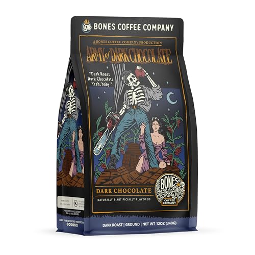 Bones Coffee Company Decaf Army of the Dark Chocolate Decaffeinated Flavored Coffee, Medium Roast Low Acid Arabica Beans Compatible with Auto drip