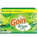 Gain Dryer Sheets Plus Wrinkle Release, Original Scent, 240 Count, Wrinkle Reducing Anti Static Laundry Sheet
