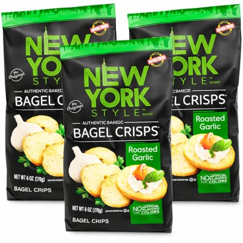 New York Style Garlic Bagel Crisps, 6 oz (Pack of 3)