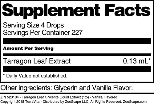 Tarragon Leaf Glycerite Liquid Extract (1:5) - Vanilla Flavored (1 oz, ZIN: 523104) - 3 Pack