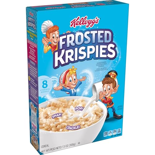 Rice Krispies Kellogg's Frosted Krispies Breakfast Cereal,Kids Snacks,Baking Marshmallow Treats,Original,13oz Box (1 Box)