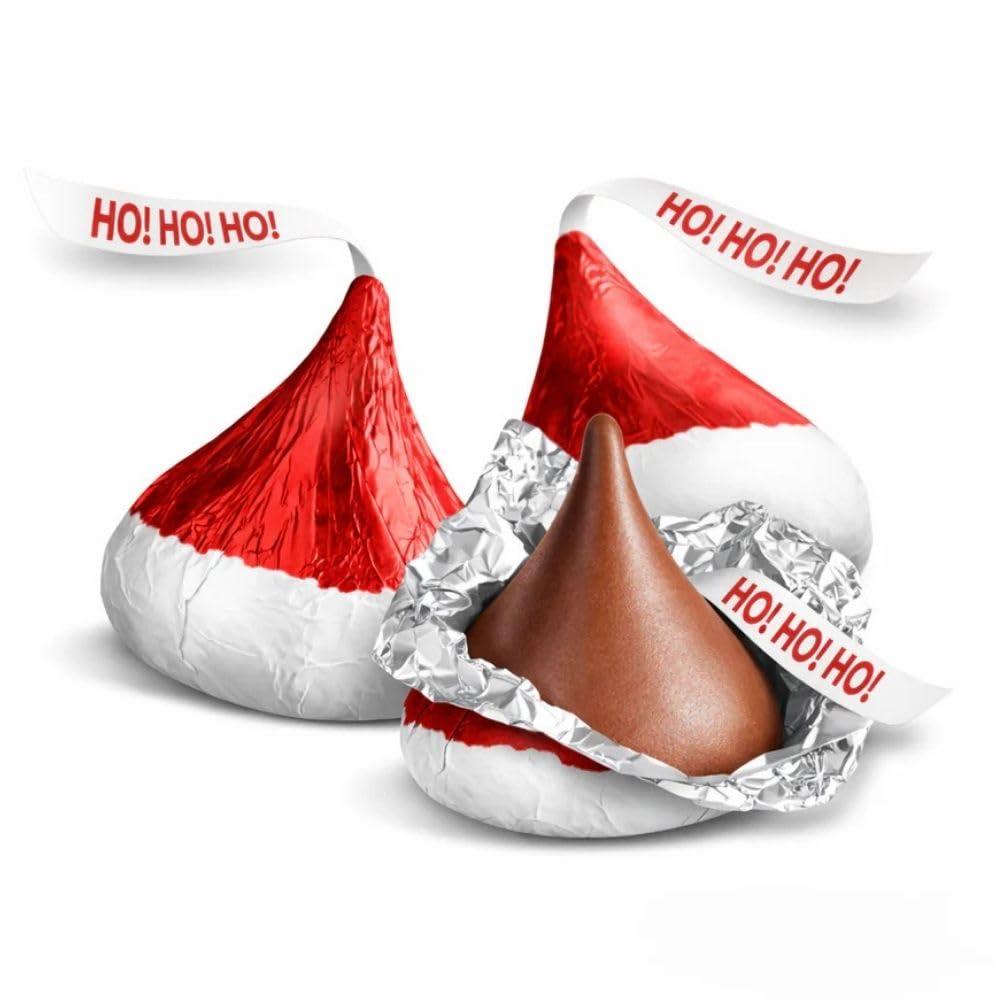 Holiday Milk Chocolate Candy Pieces with Santa Hat Wrappers Bulk Bag - 5 lb (Approx. 500 pieces)
