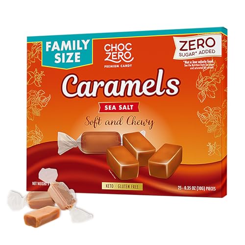ChocZero Sugar Free Caramels - Keto Caramel Candy - All Natural, Classic Candies - Low Carb Snack (9oz Box)