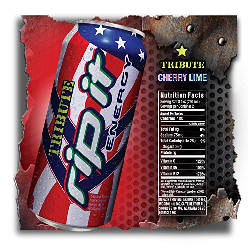 Rip It Energy Drinks Tribute Editions (Tribute Cherry Lime, 12 Cans)
