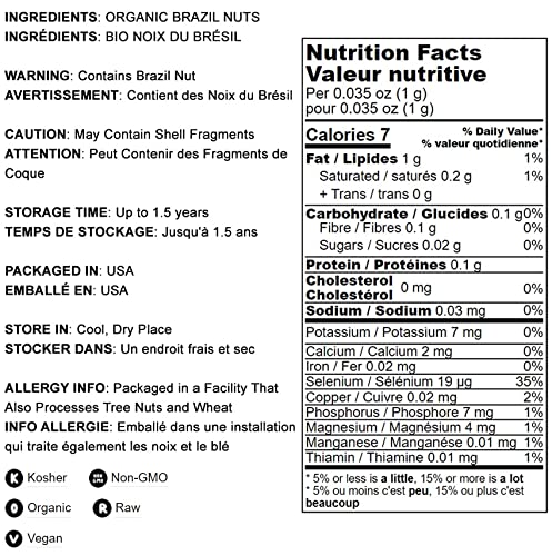 Food to Live - Organic Brazil Nuts, 8 Ounces - Non-GMO, Raw, Whole, No Shell, Unsalted, Kosher, Vegan, Keto, Paleo Friendly, Bulk, Rich in Selenium