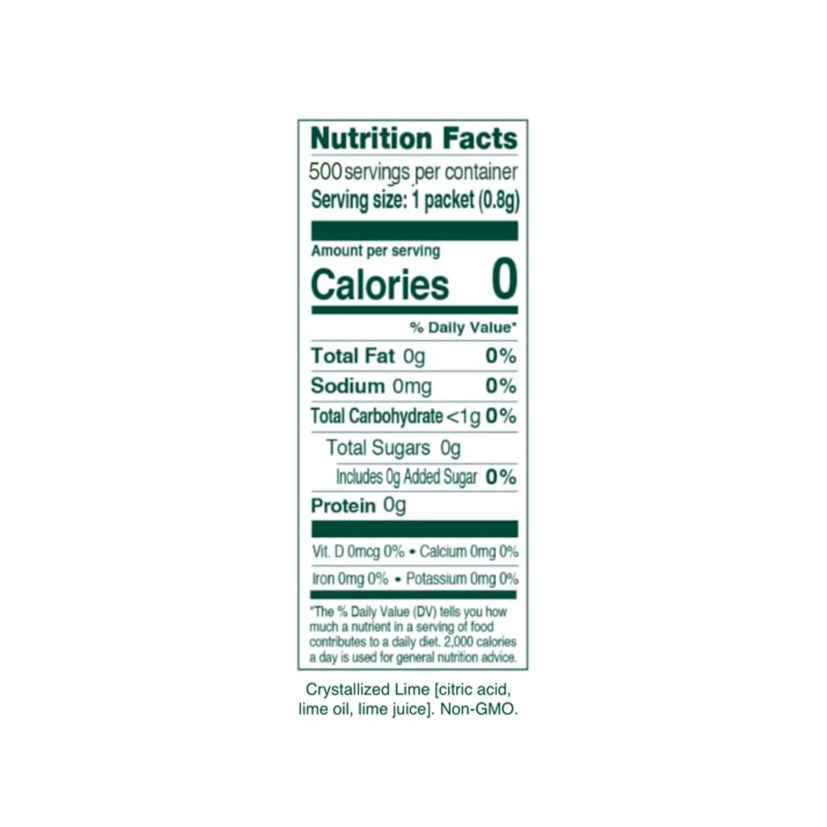 True Lime 500ct (Pack of 1) - Water Enhancer - Bulk Dispenser - 0 Calorie Drink Mix Packets for Water - Sugar Free Lime Flavoring Powder Packets