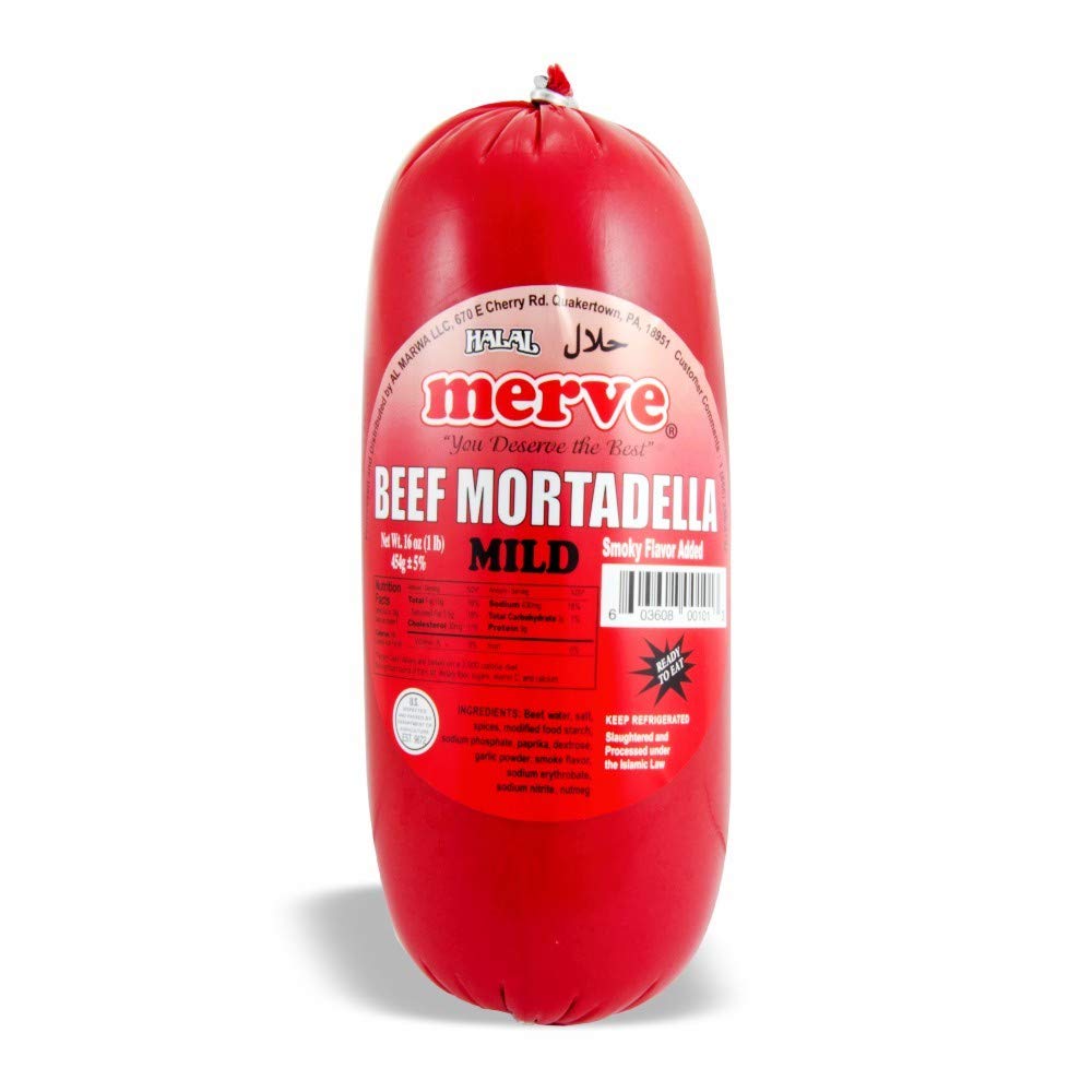 2 pack of Merve Halal Beef Mortadella Mild -16oz X 2 pcs Total 32 oz