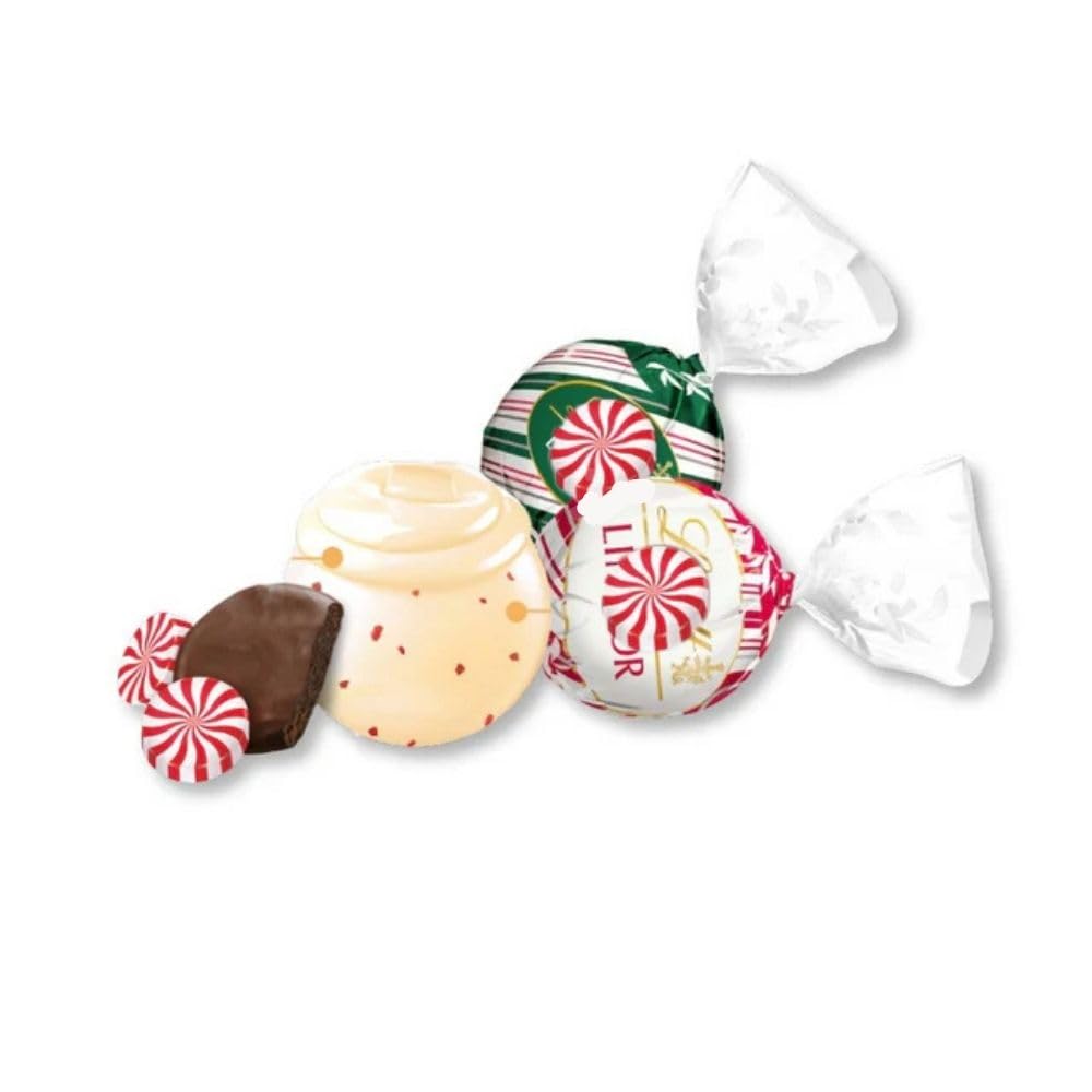 Peppermint Chocolate Truffles Holiday Assortment Individually Wrapped Bulk Bag - 5 lb (Approx. 200 pieces)