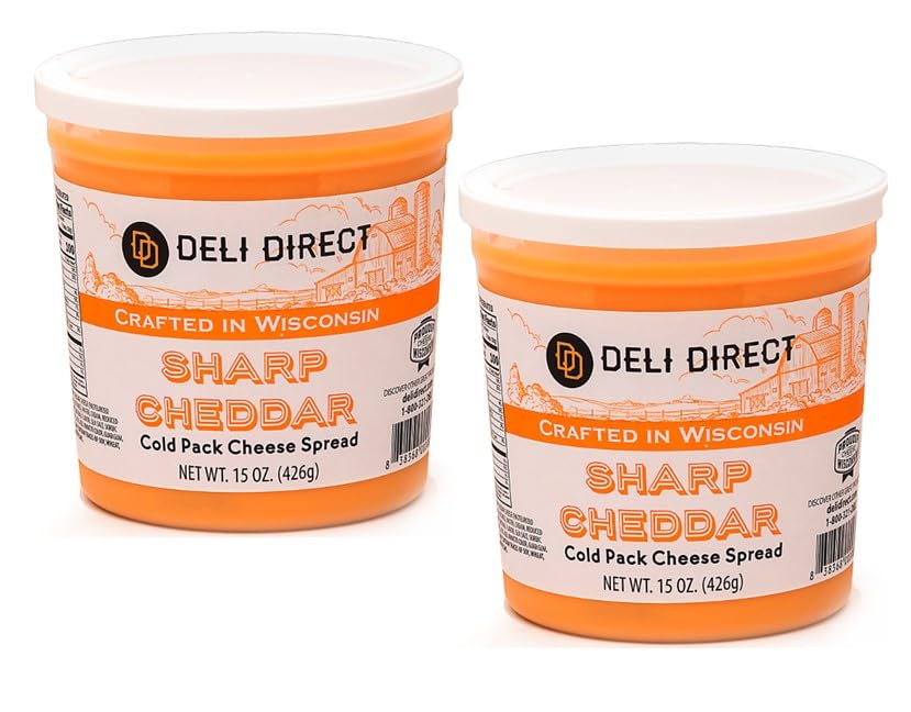 Sharp Cheddar Cheese Spread 15oz (2 Pack) - Refrigerated Creamy Cheddar Cheese Dip, Wisconsin Cheese Spread for Crackers, Pretzels & Sandwiches, Bold